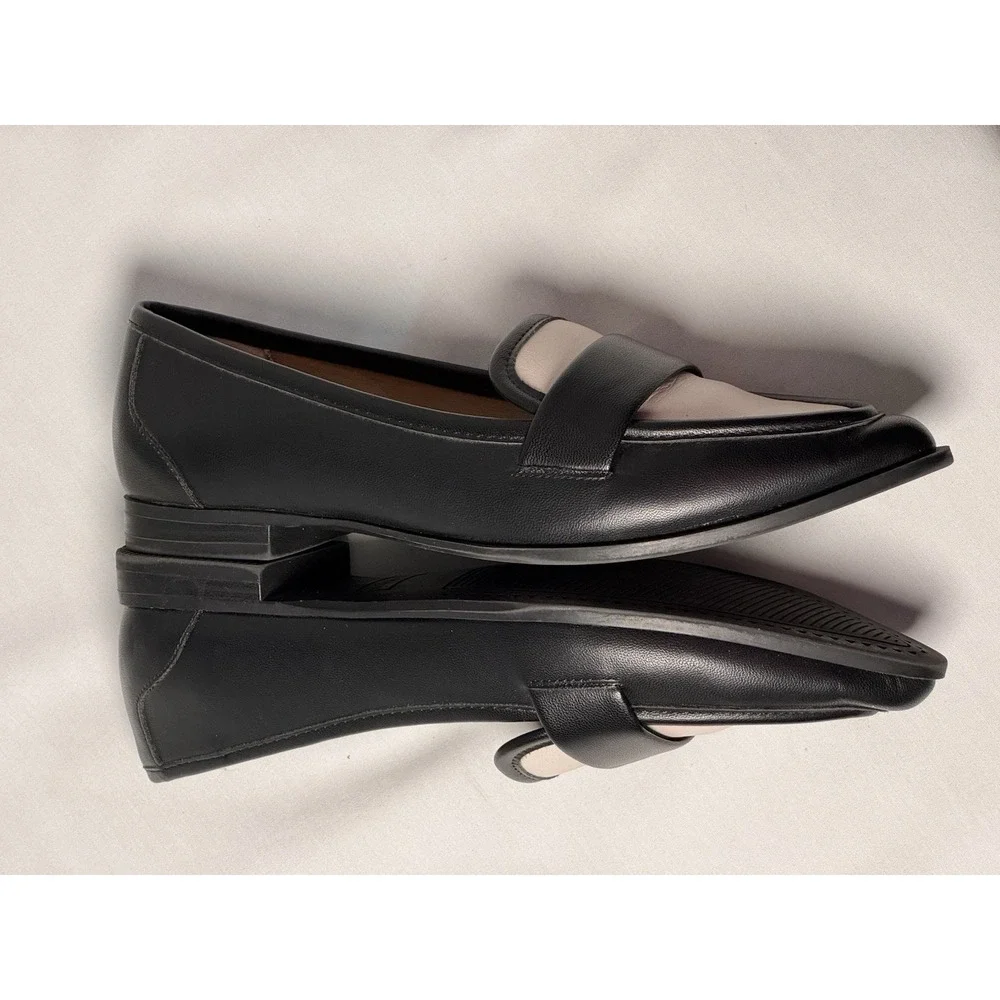 Black White Colorblock Loafer Kelly & Katie Women's Comfort  6 Flats Preppy